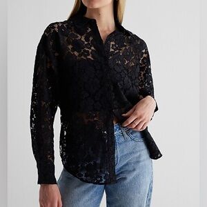 Express Lace Boyfriend Portofino Shirt